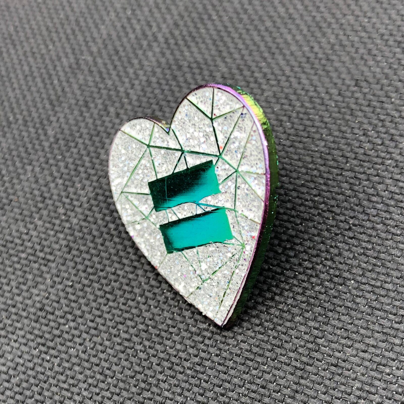 Rainbow Finished Glitter Equality Heart Lapel Pin