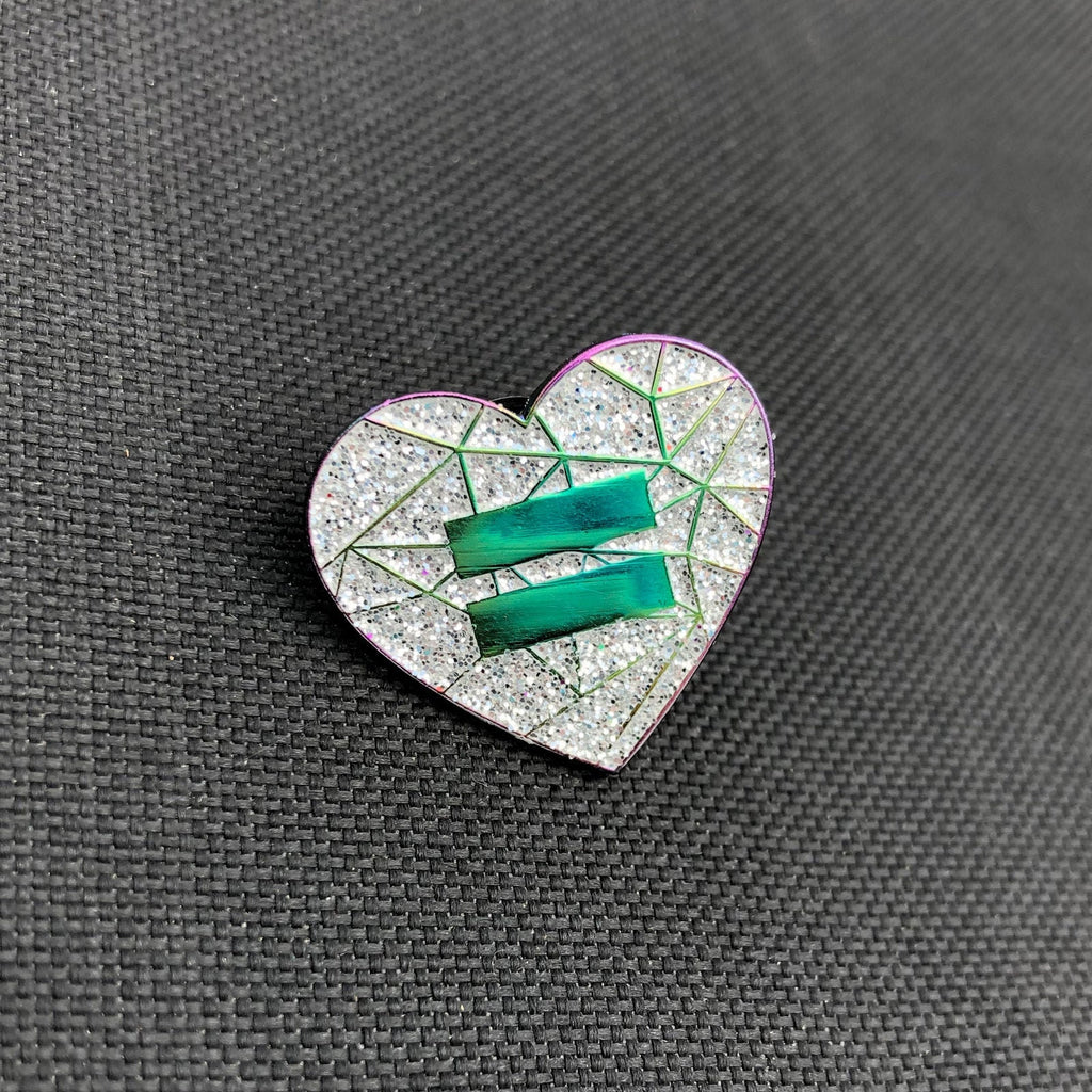 Rainbow Finished Glitter Equality Heart Lapel Pin