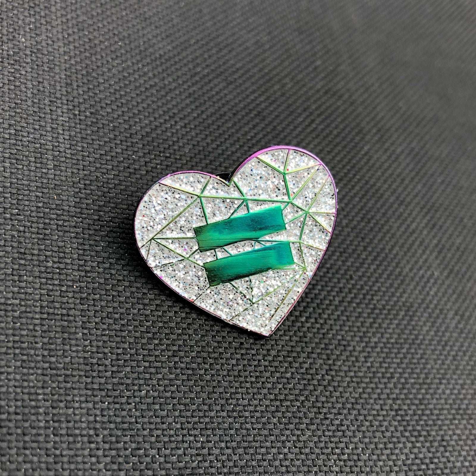 Rainbow Finished Glitter Equality Heart Lapel Pin