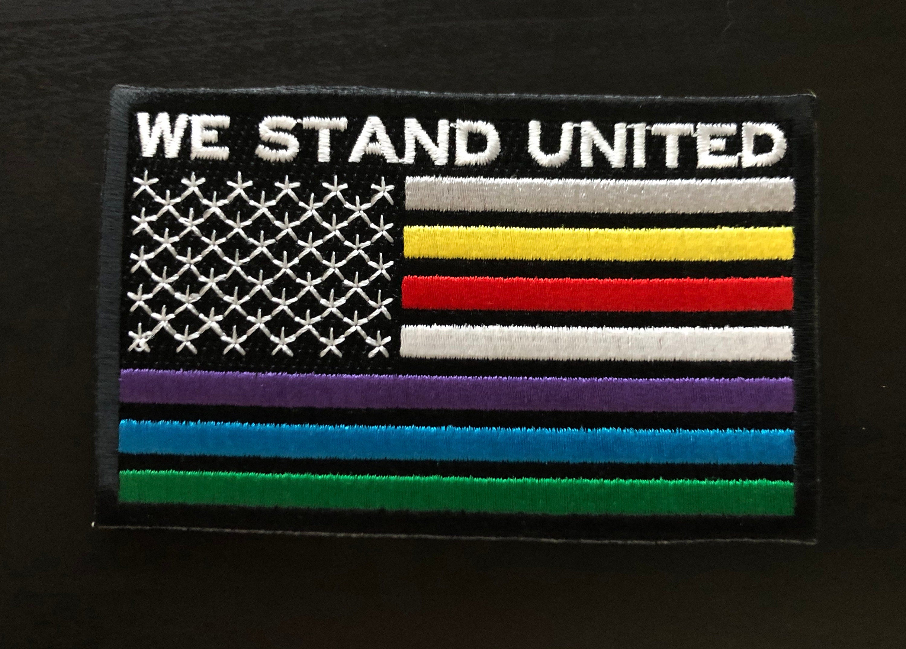 WE STAND UNITED - United States Flag of First Responders (Present & Past) - Embroidered Patch
