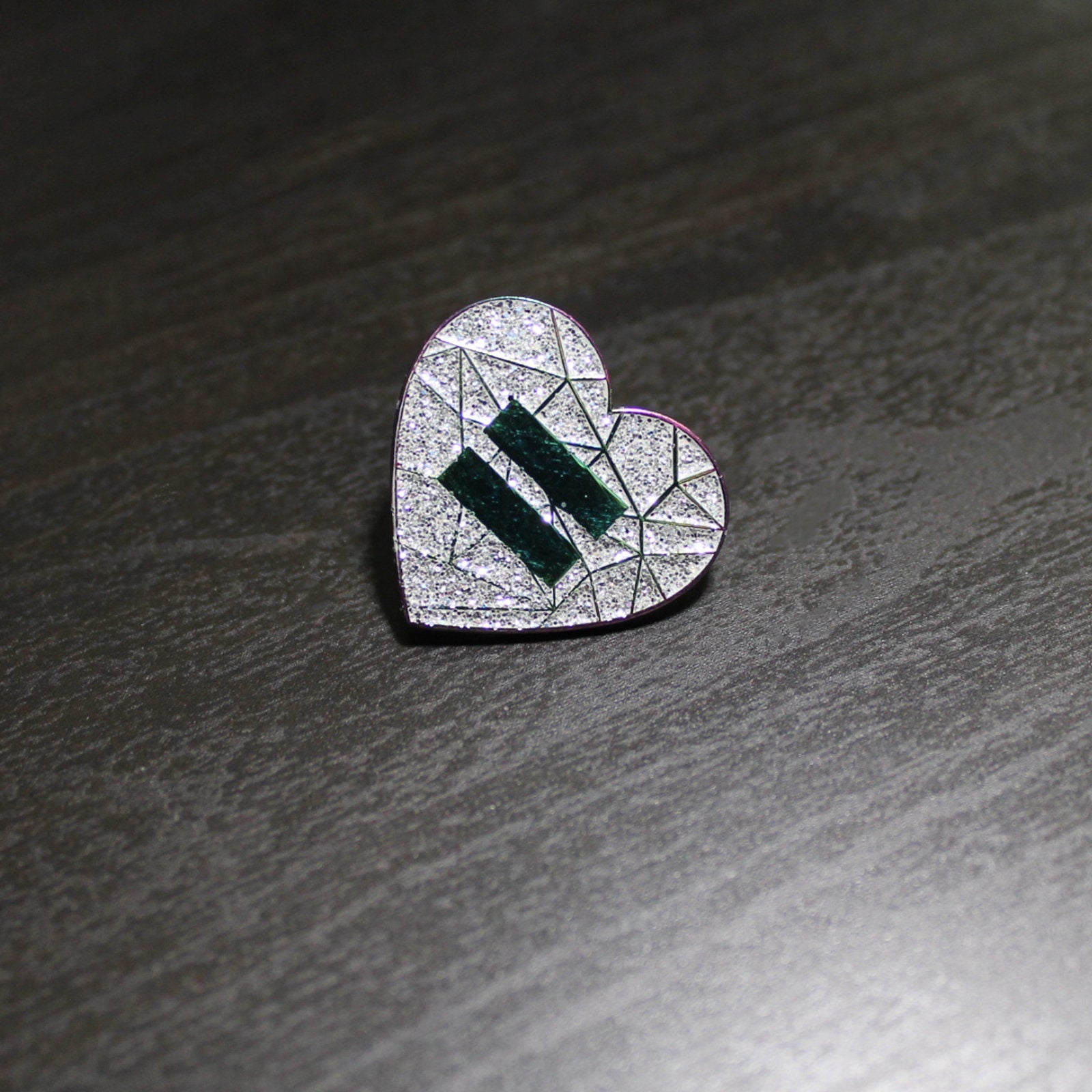 Rainbow Finished Glitter Equality Heart Lapel Pin