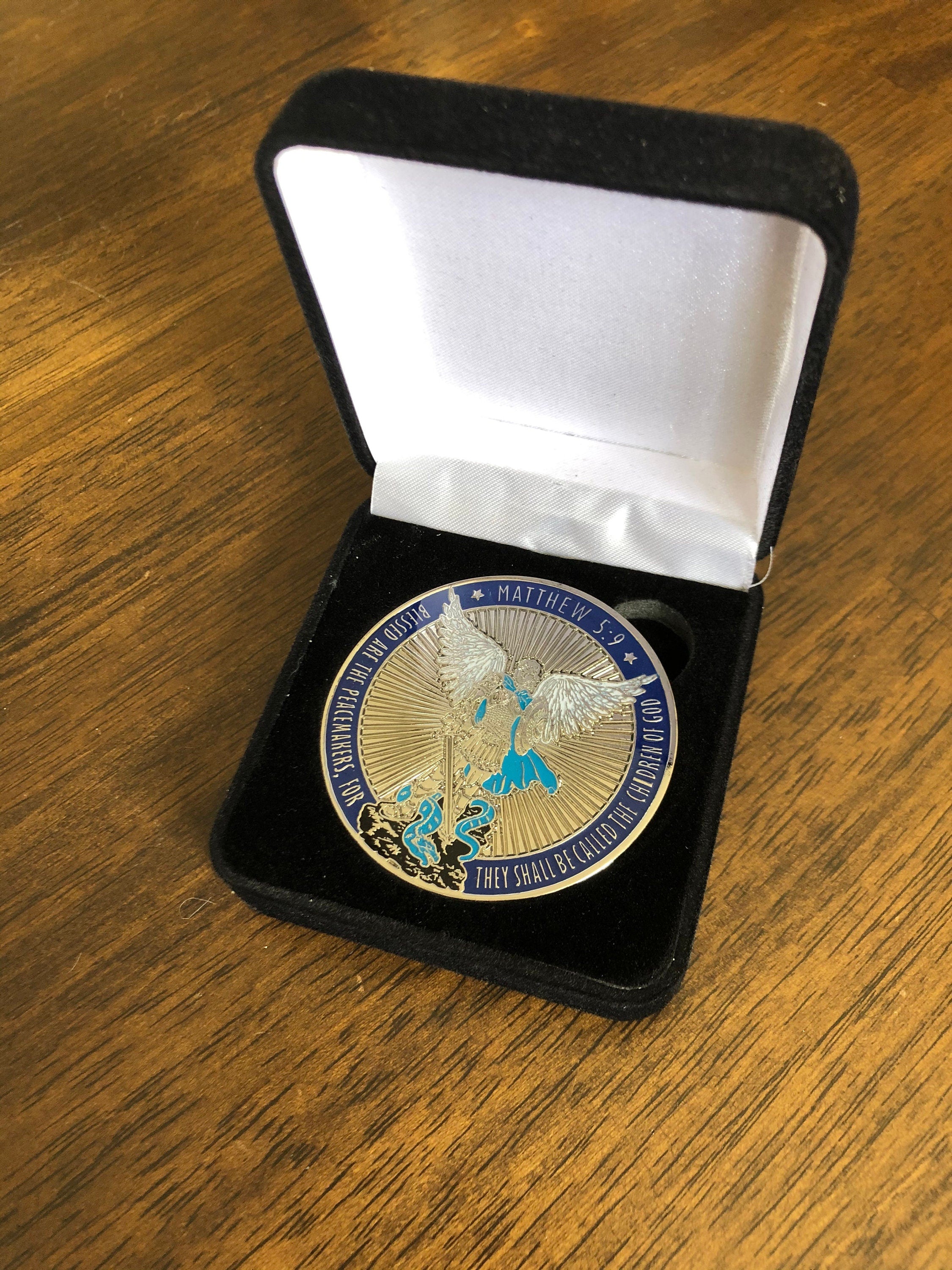 St. Michael - 2.00" Challenge Coin - Double Sided - Police Prayer/Blessed are the Peacemakers