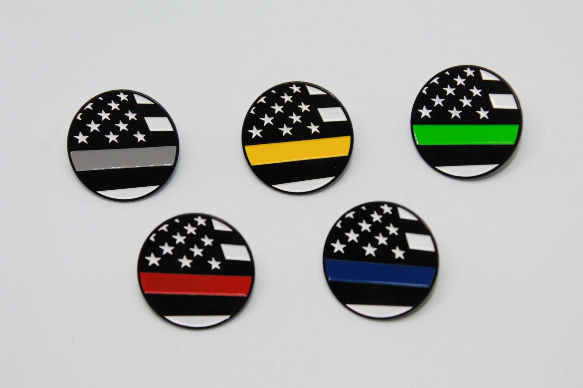 Thin Silver Line Flag - Lapel Pin