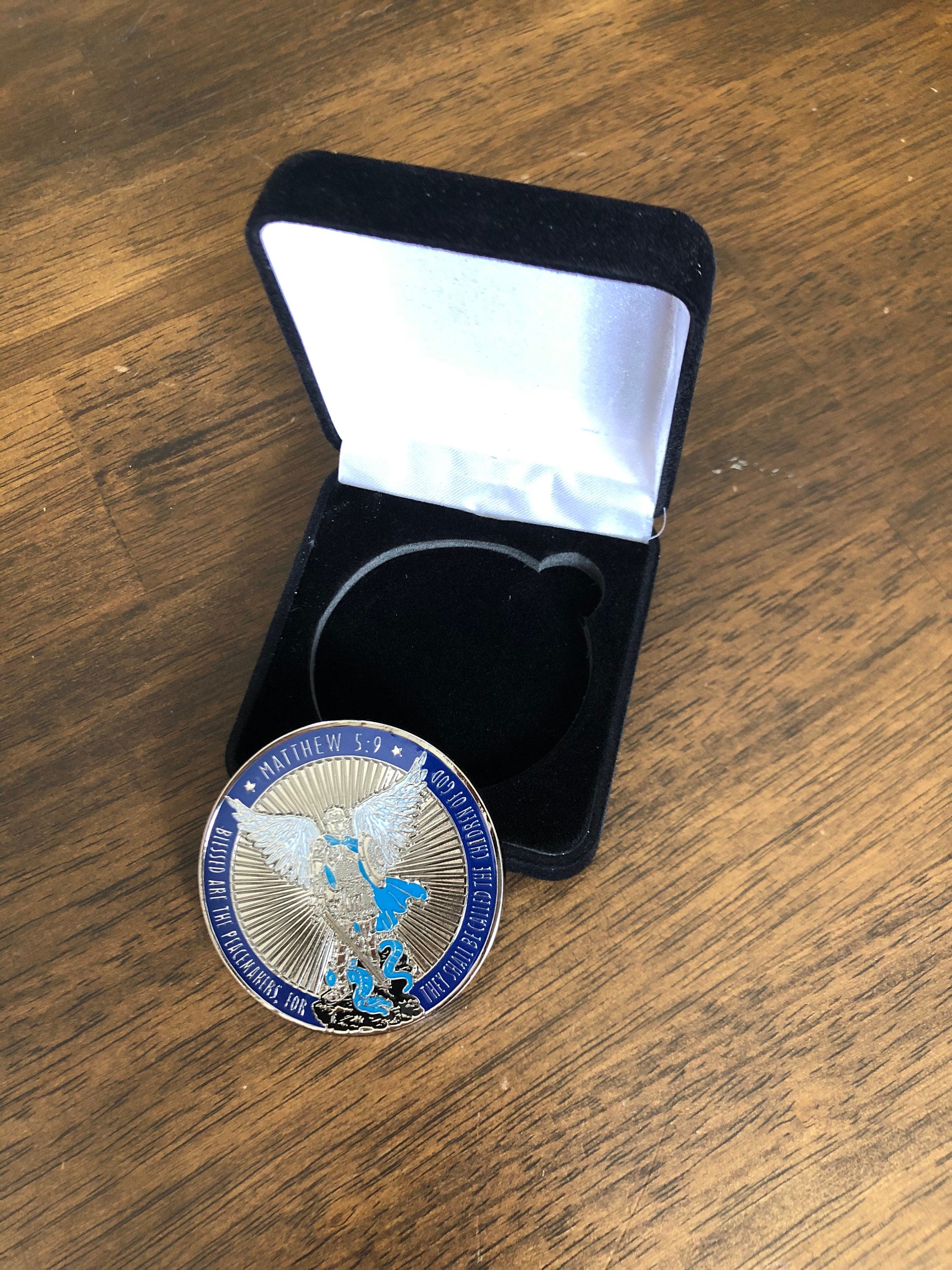 St. Michael - 2.00" Challenge Coin - Double Sided - Police Prayer/Blessed are the Peacemakers