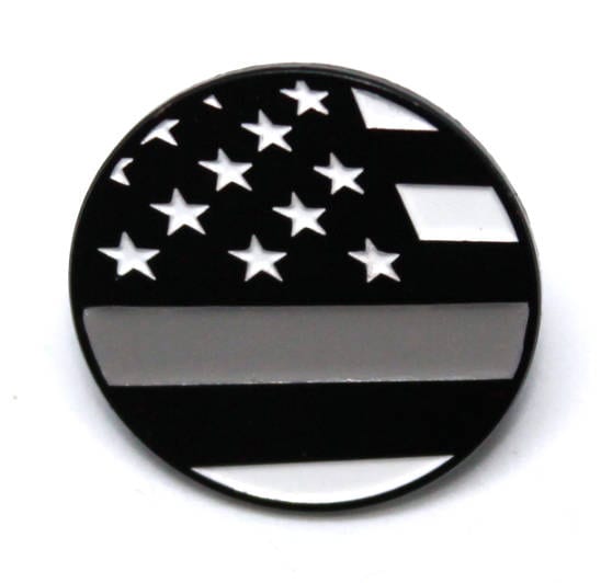 Thin Silver Line Flag - Lapel Pin