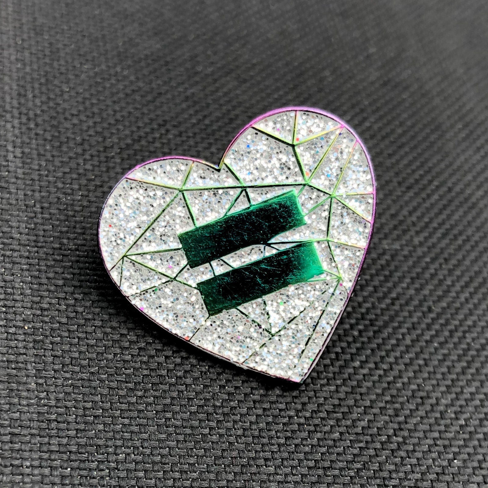 Rainbow Finished Glitter Equality Heart Lapel Pin