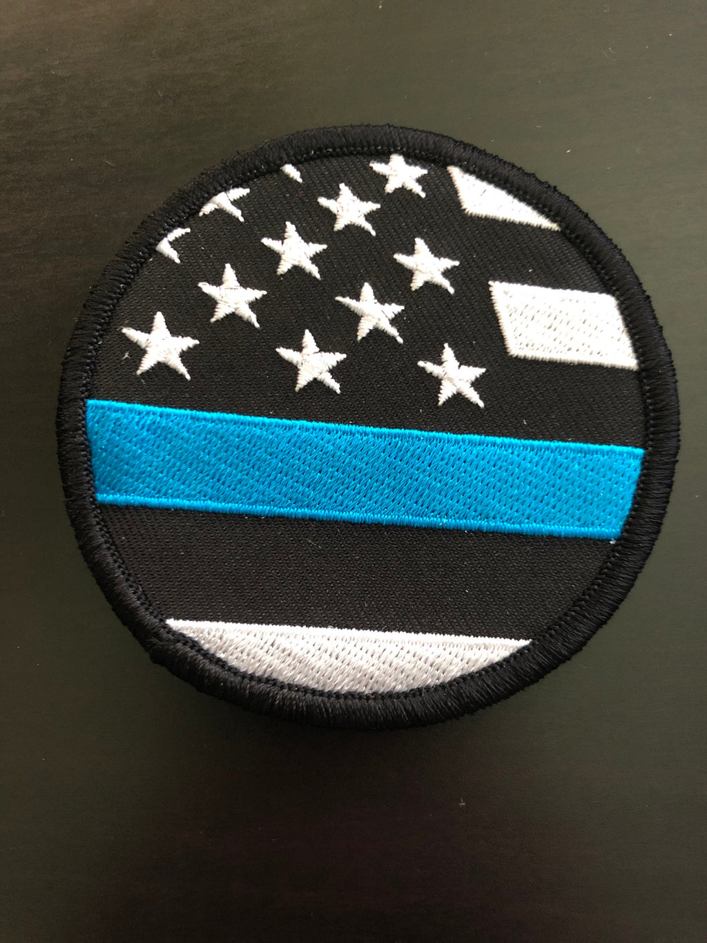 Thin Blue Line Flag - Custom Embroidered Patches (Velcro Backs)