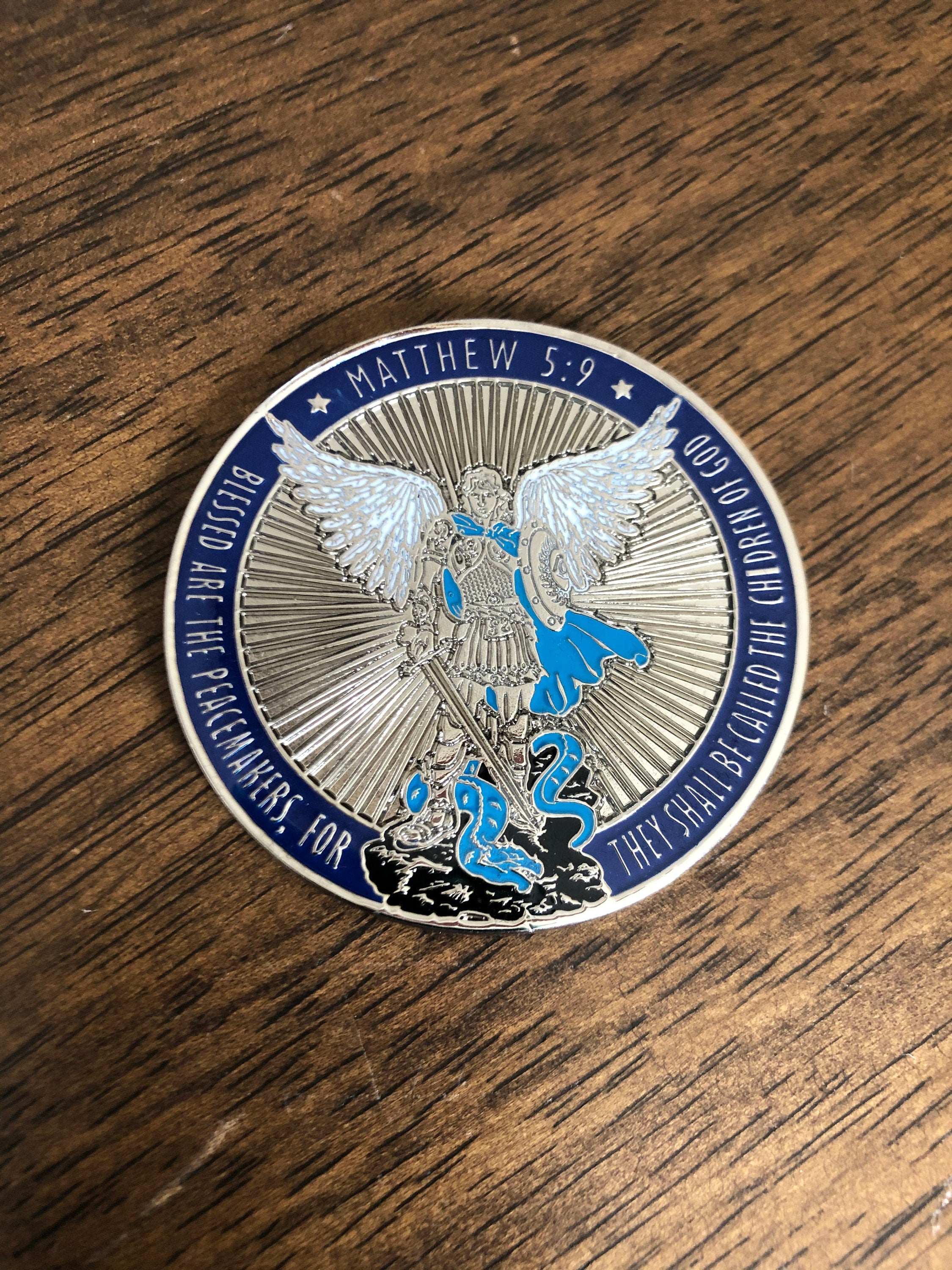 St. Michael - 2.00" Challenge Coin - Double Sided - Police Prayer/Blessed are the Peacemakers