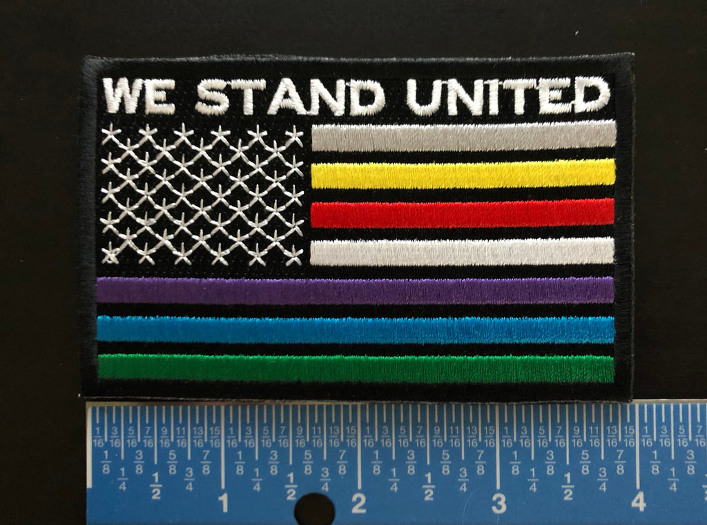 WE STAND UNITED - United States Flag of First Responders (Present & Past) - Embroidered Patch