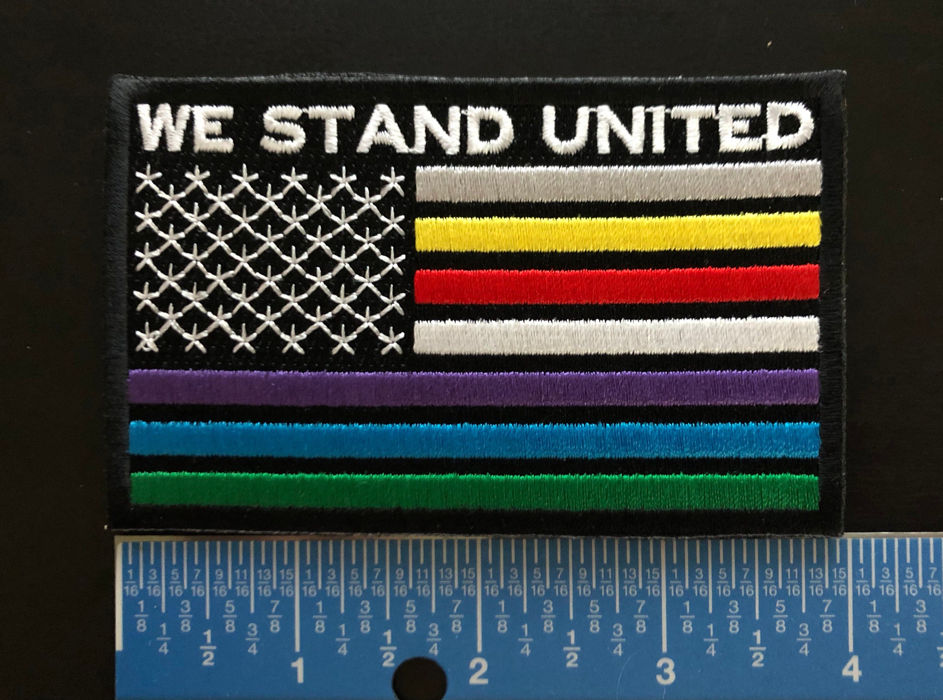 WE STAND UNITED - United States Flag of First Responders (Present & Past) - Embroidered Patch