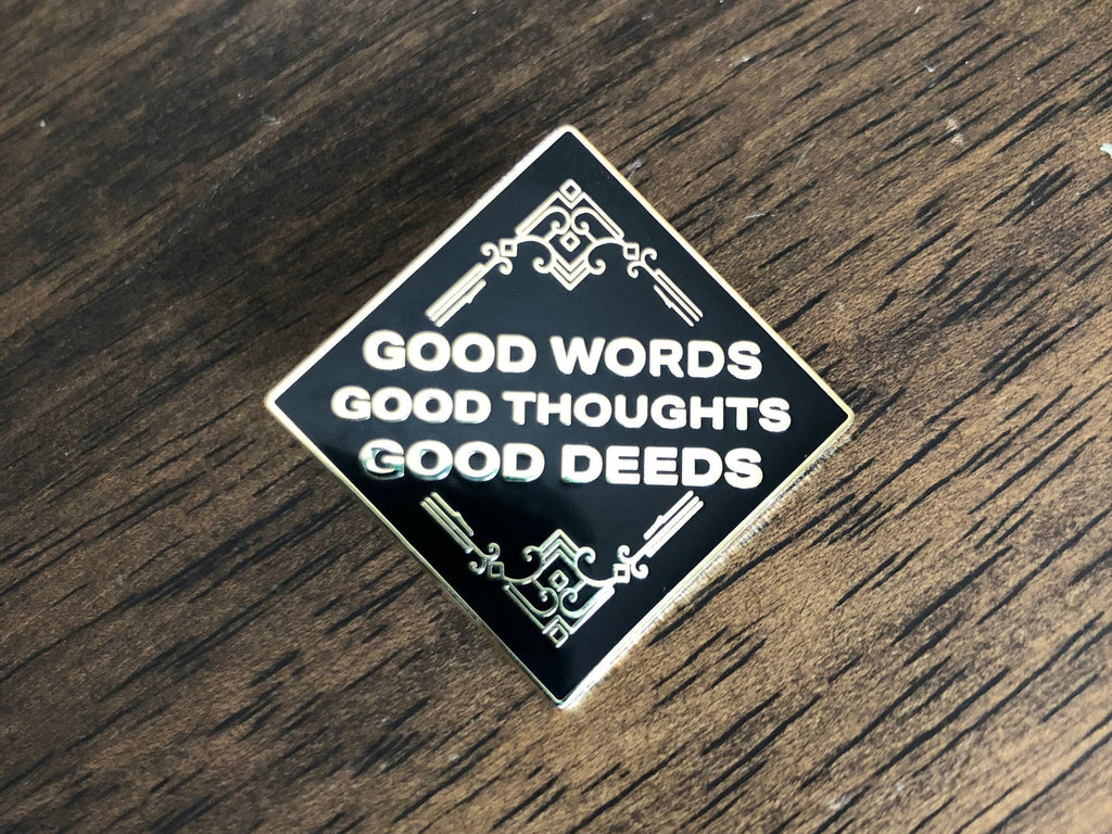 Good Words, Good Thoughts, Good Deeds - Gold, Diamond/Square Lapel Pin